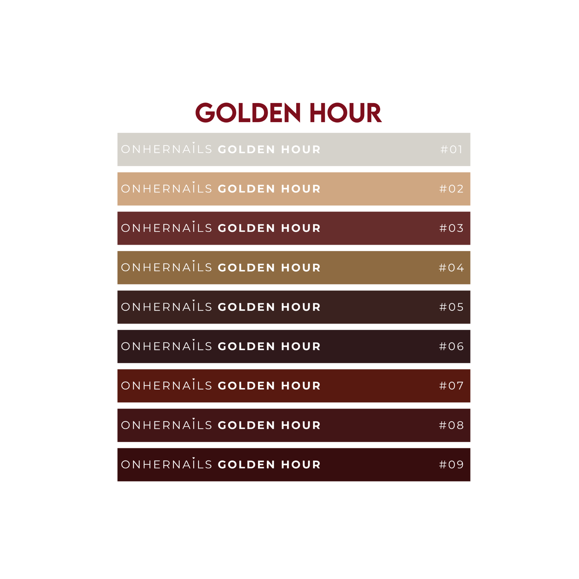 ONHERNAILS - Stickers nuancier palette GOLDEN HOUR