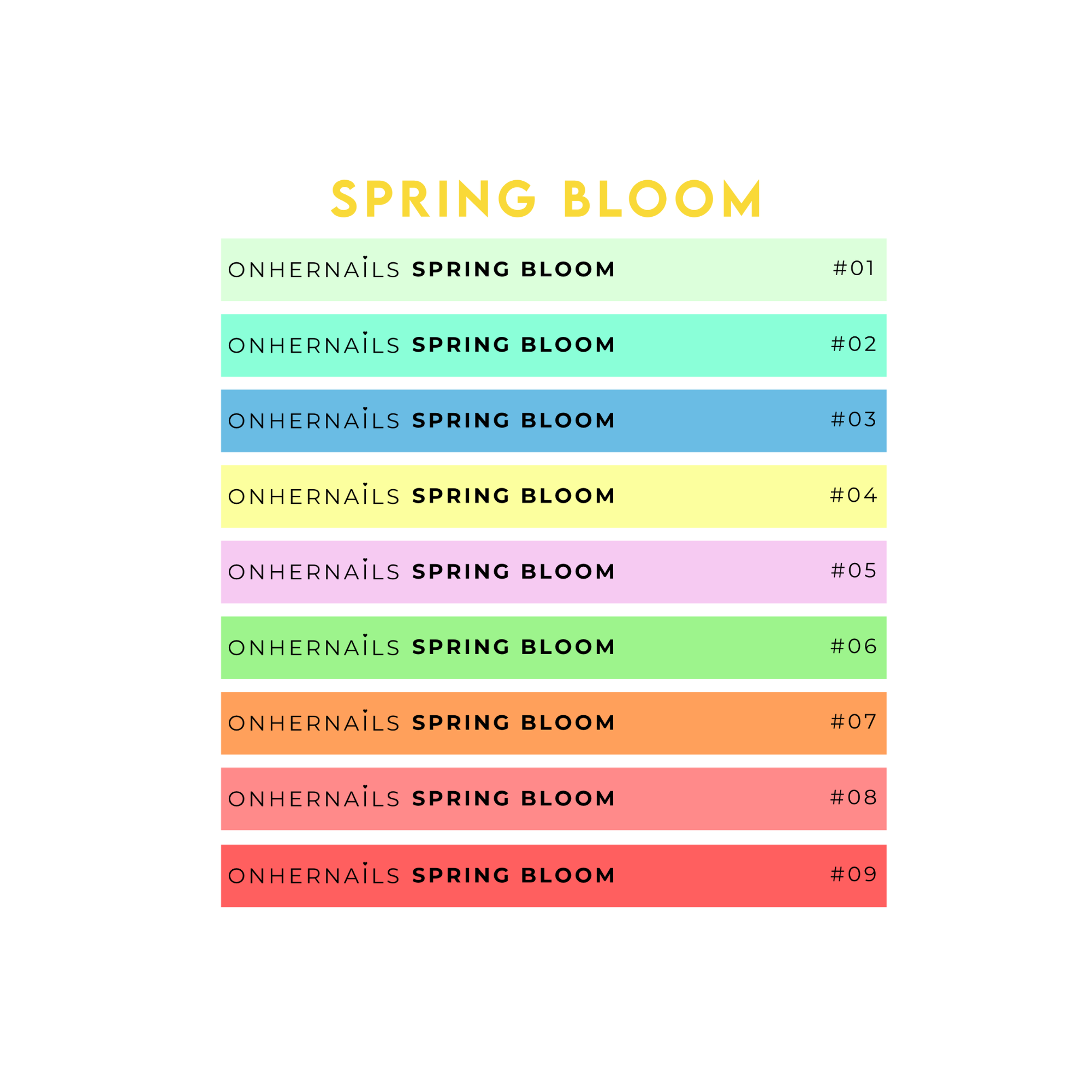 ONHERNAILS - Stickers nuancier palette SPRING BLOOM