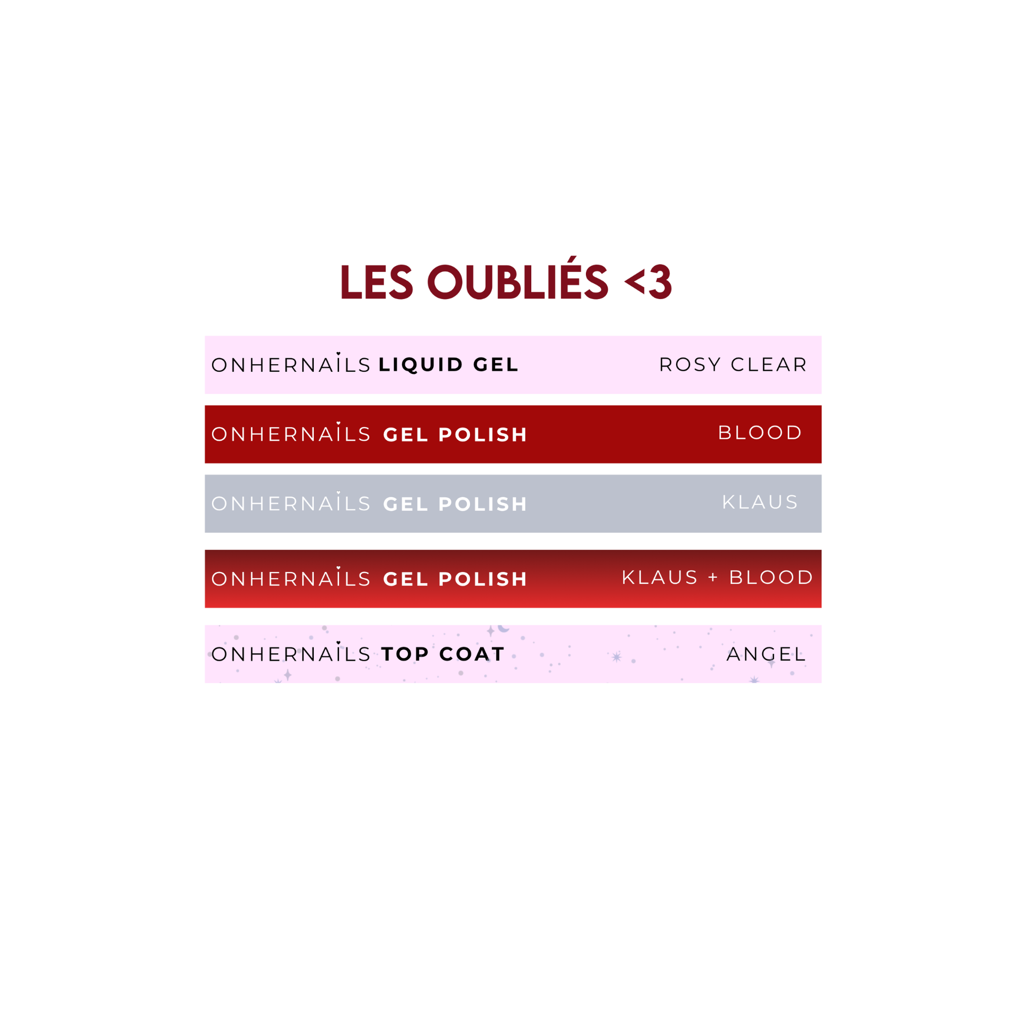ONHERNAILS - Stickers nuancier LES OUBLIÉS