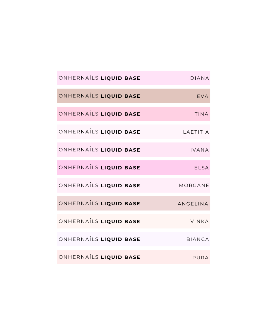 ONHERNAILS - Stickers nuancier LIQUID BASE