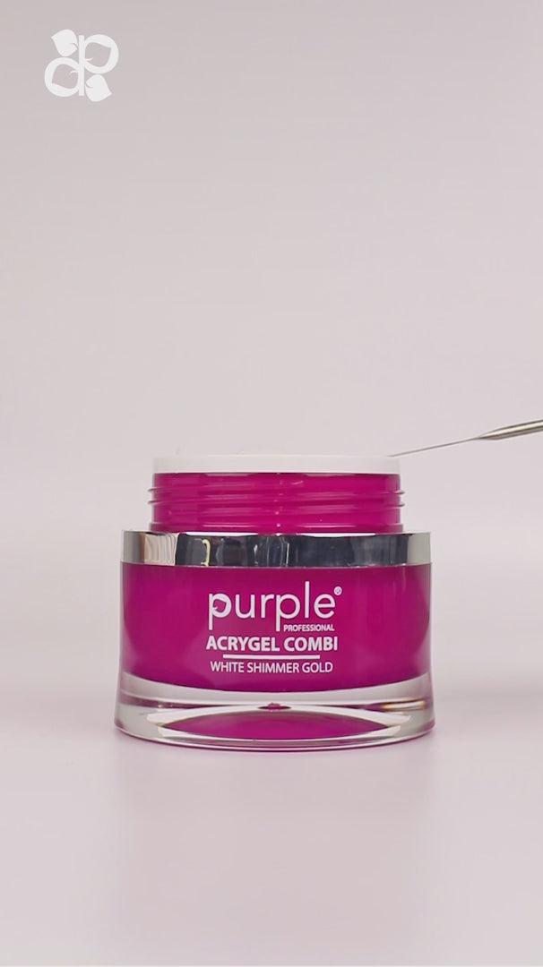 Charger la vidéo : PURPLE - Acrygel Combi - White Shimmer Gold